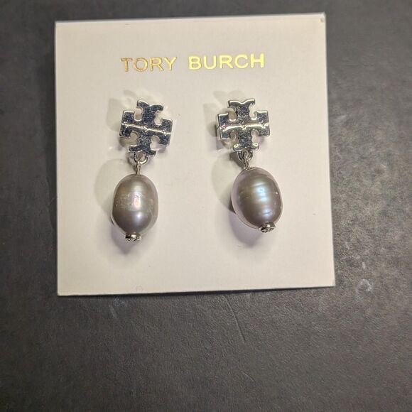 Tory Burch silver moondance pearl drop earrings - Picture 2 of 4